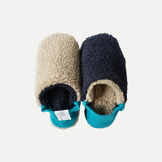 Reversible Slippers Boa Beige / Grey