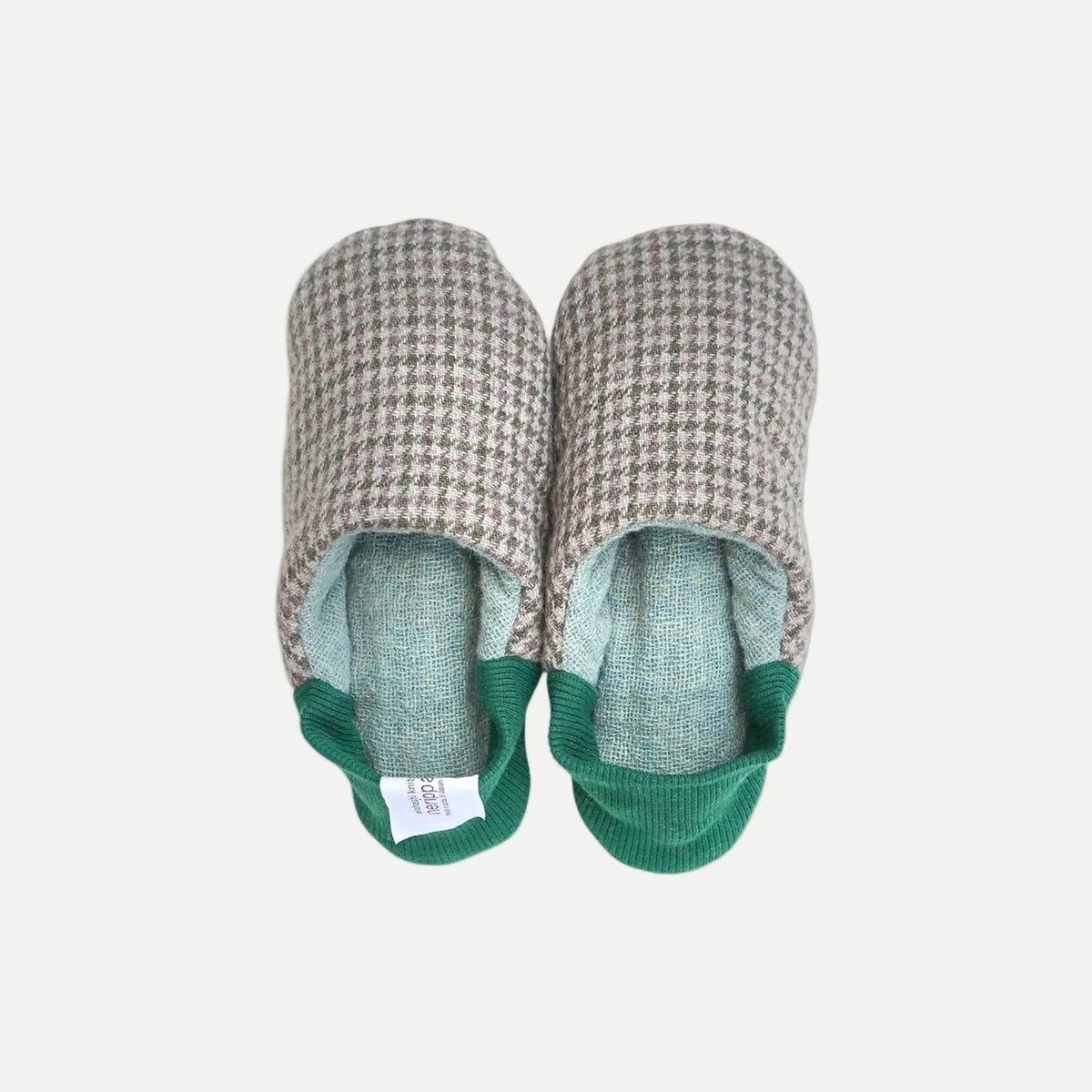 Reversible Slippers Houndstooth Green