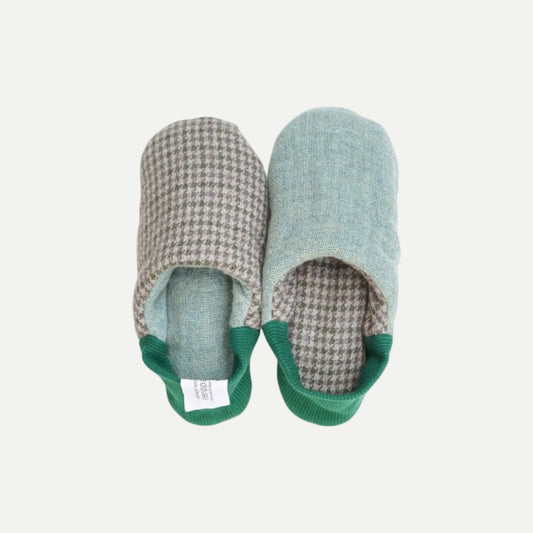 Reversible Slippers Houndstooth Green
