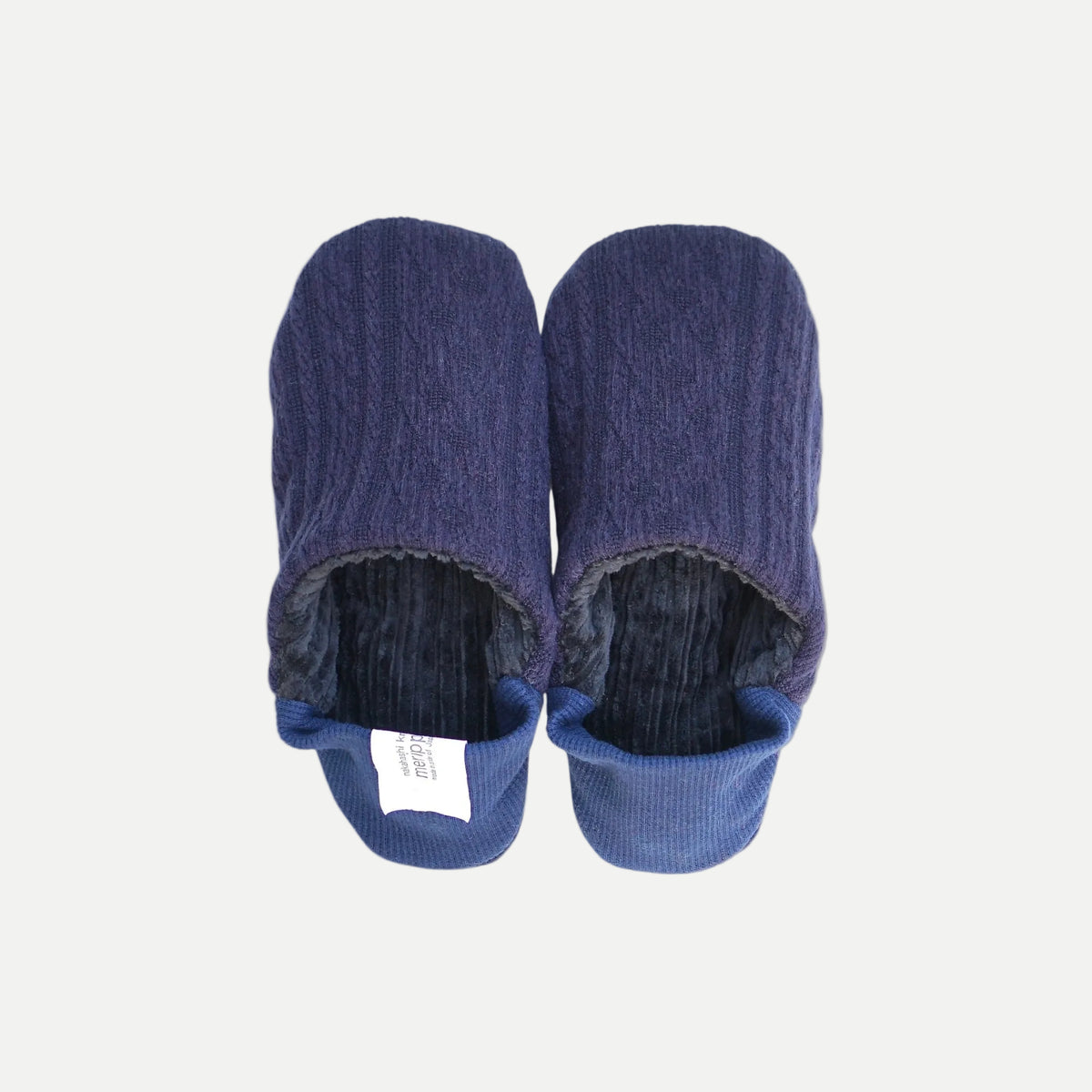 Reversible Slippers Cable Knit Purple / Blue