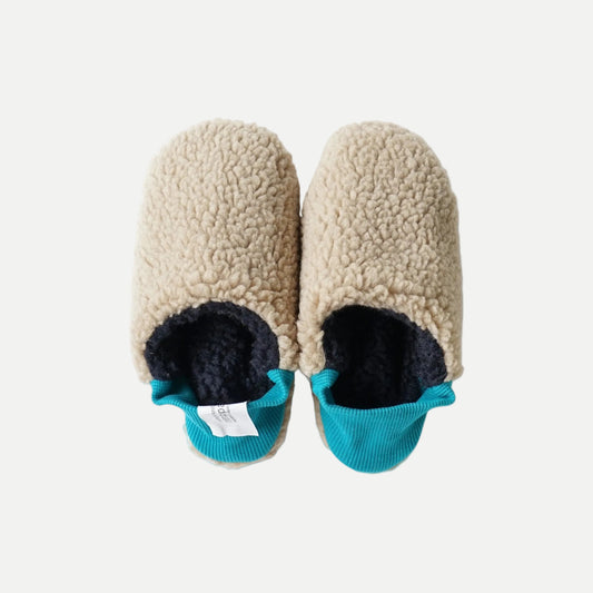 Reversible Slippers Boa Beige / Grey